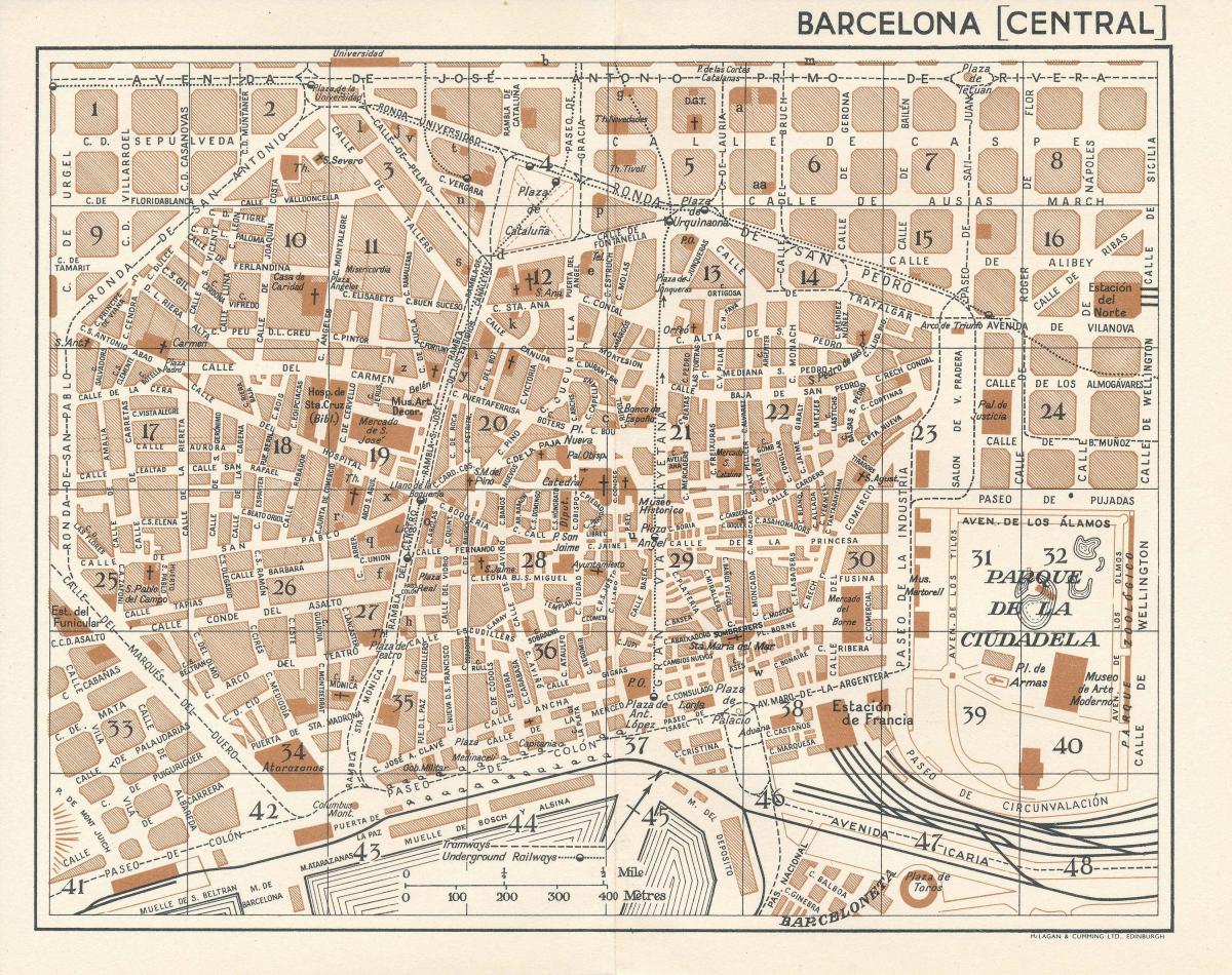 地图的复古巴塞罗那