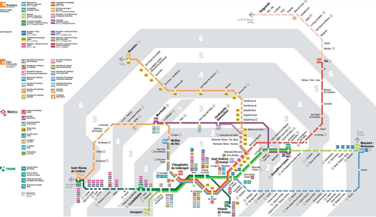 巴塞罗那是火车的地图