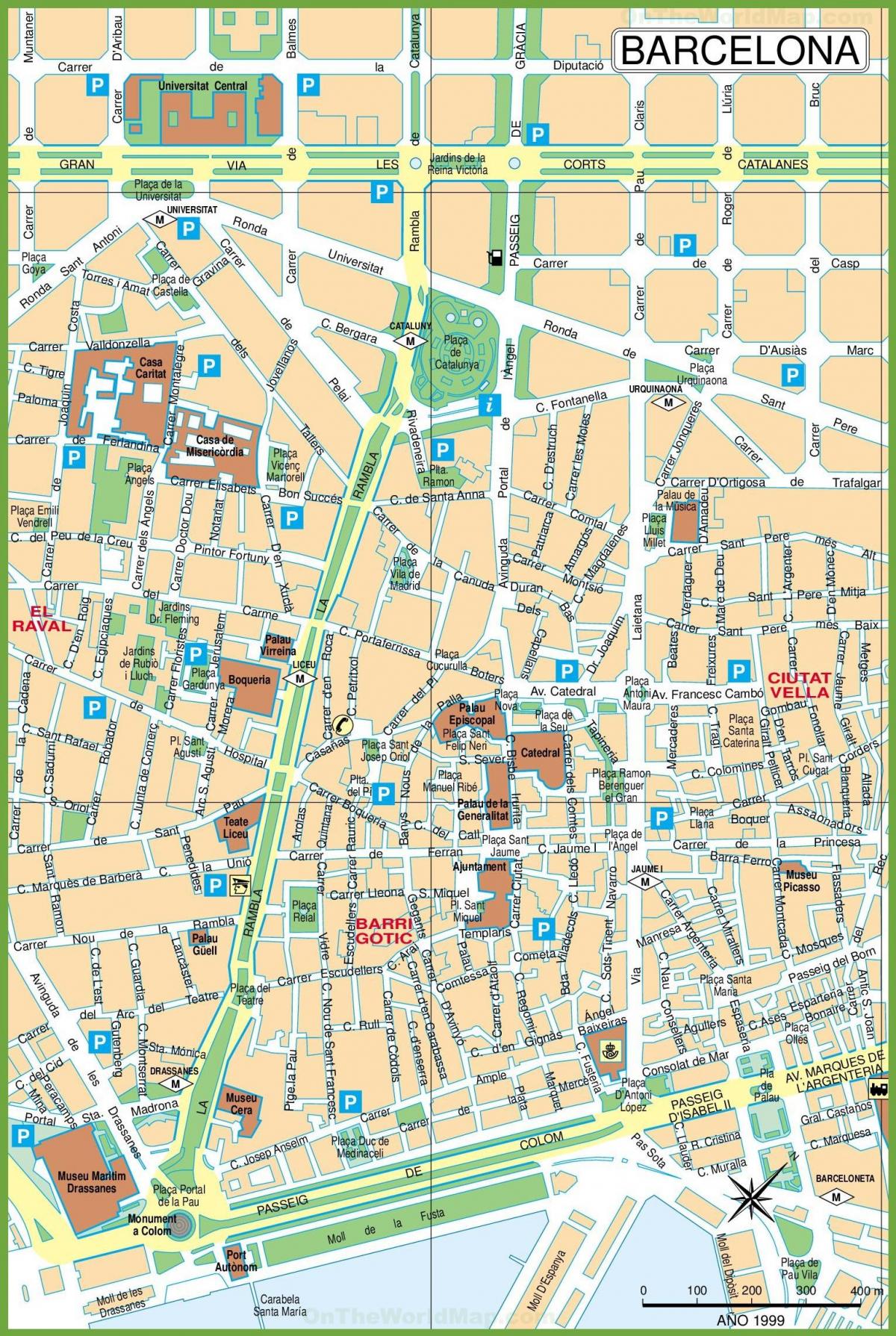 巴塞罗那的地图中心