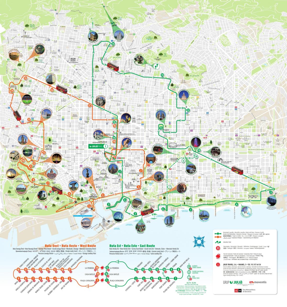 地图，巴塞罗那市的旅游景点