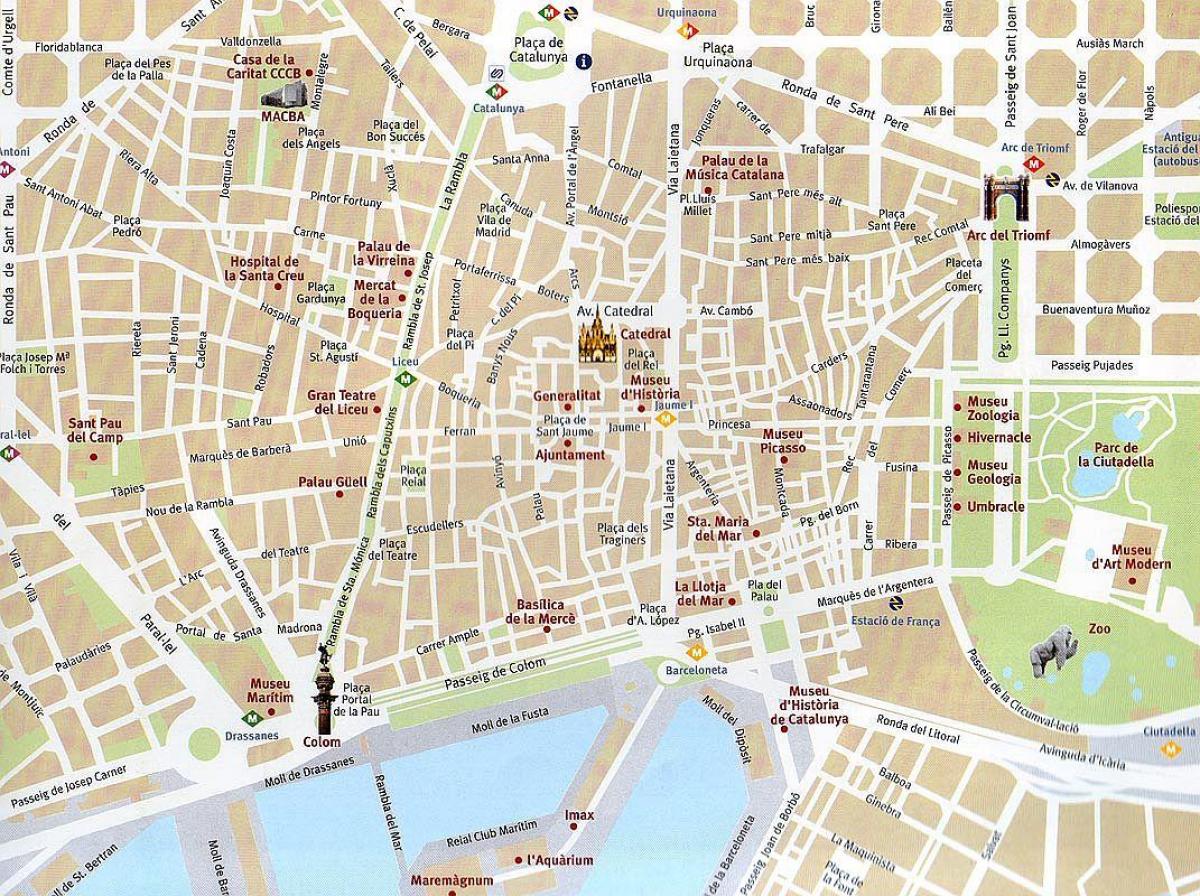 地图上的巴塞罗那老城区