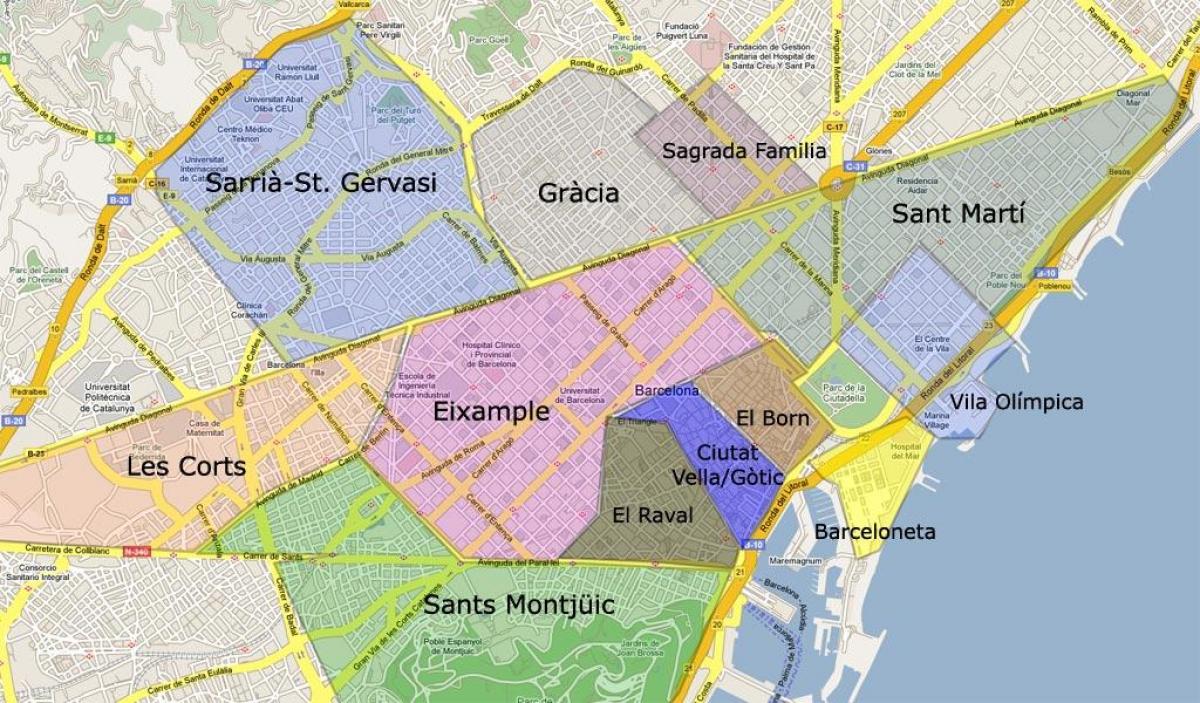 地图上的巴塞罗那郊区