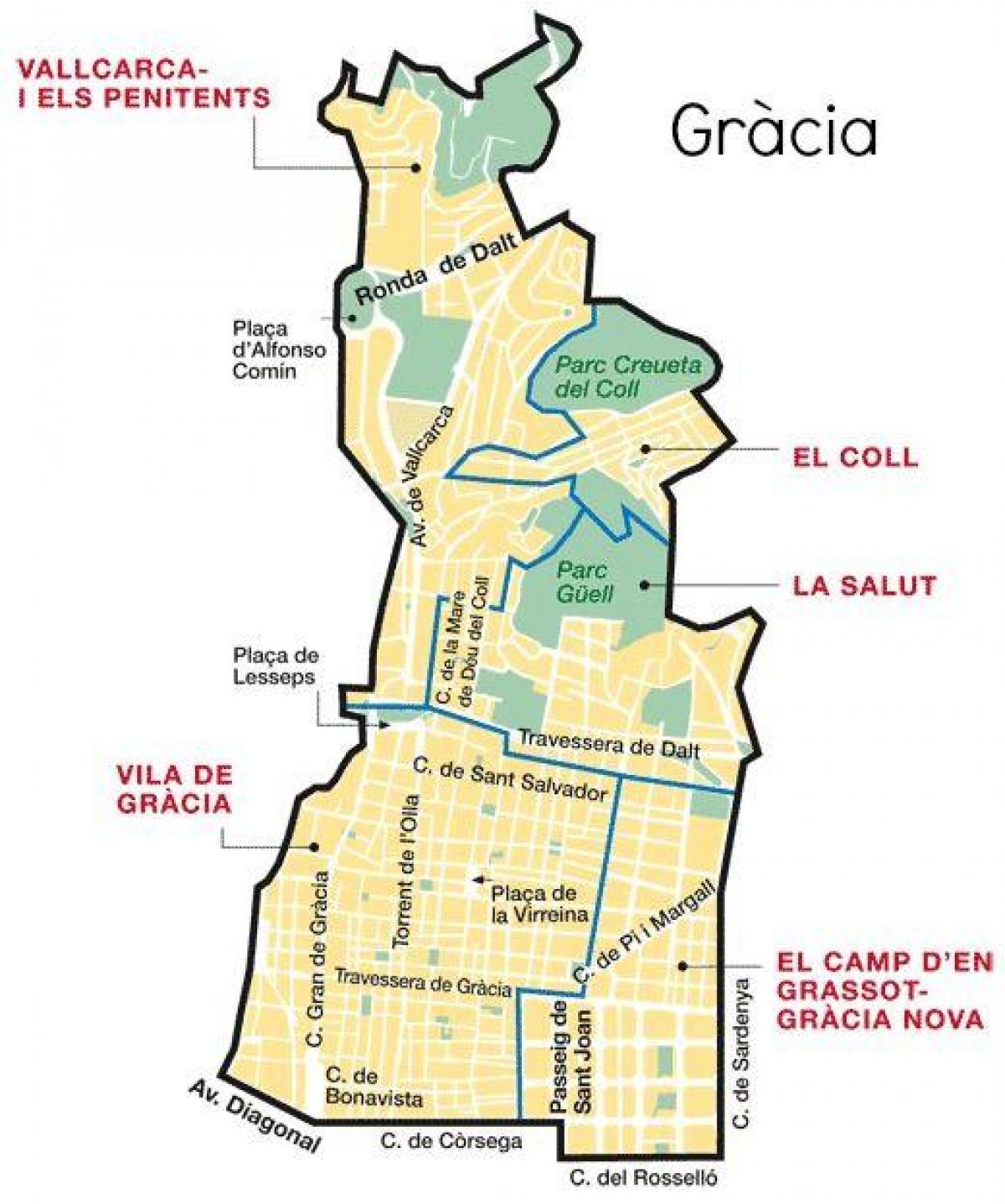 地图的格拉西亚的巴塞罗那