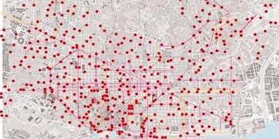 公共自行车的地图巴塞罗那