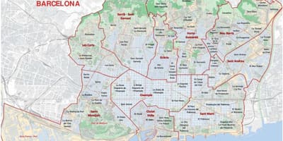 地图的地区，在巴塞罗那