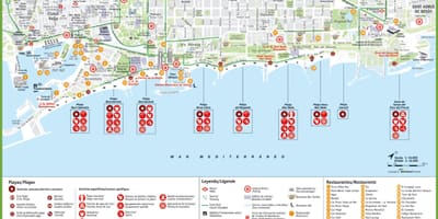 海滩的地图，巴塞罗那