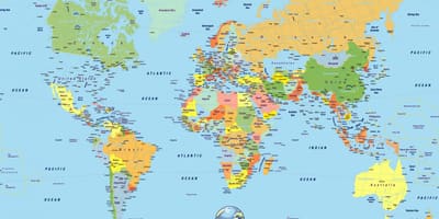 西班牙巴塞罗那的世界地图上