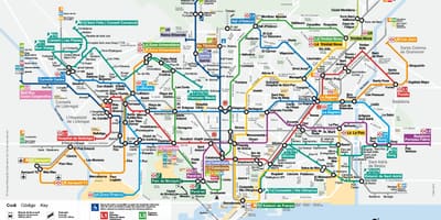 巴塞罗那的地铁线的地图